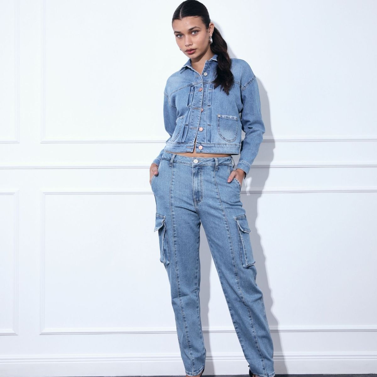 JHAN HIDS - Pantalón Cargo Denim Shana