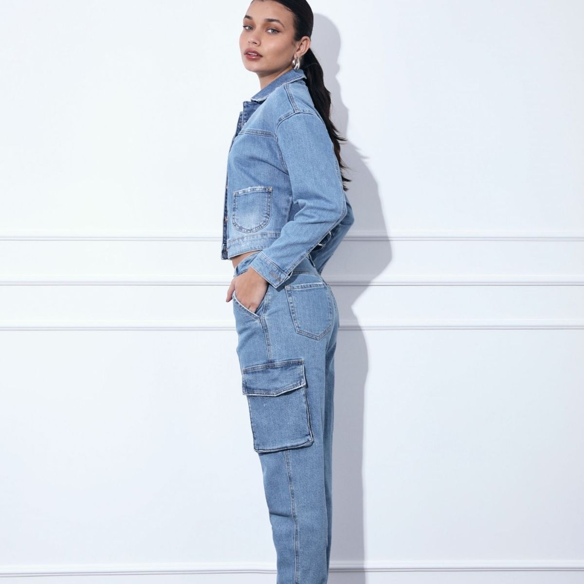 JHAN HIDS - Pantalón Cargo Denim Shana