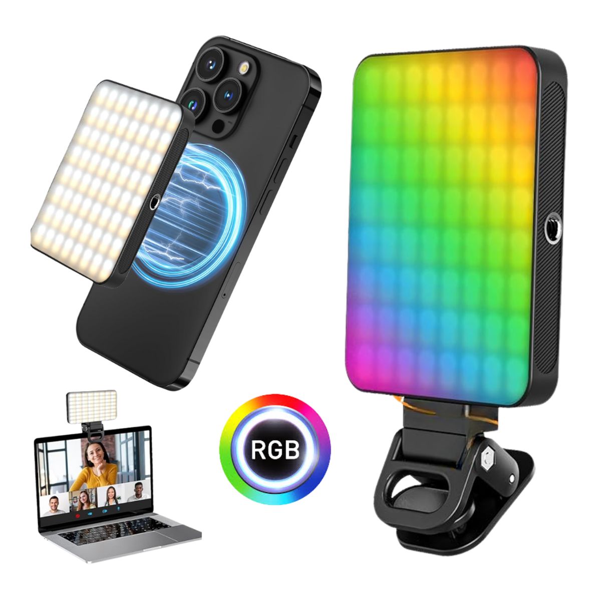 SEISA - Iluminacion Selfie Luz Led RGB Magnetica para telefono Recargable