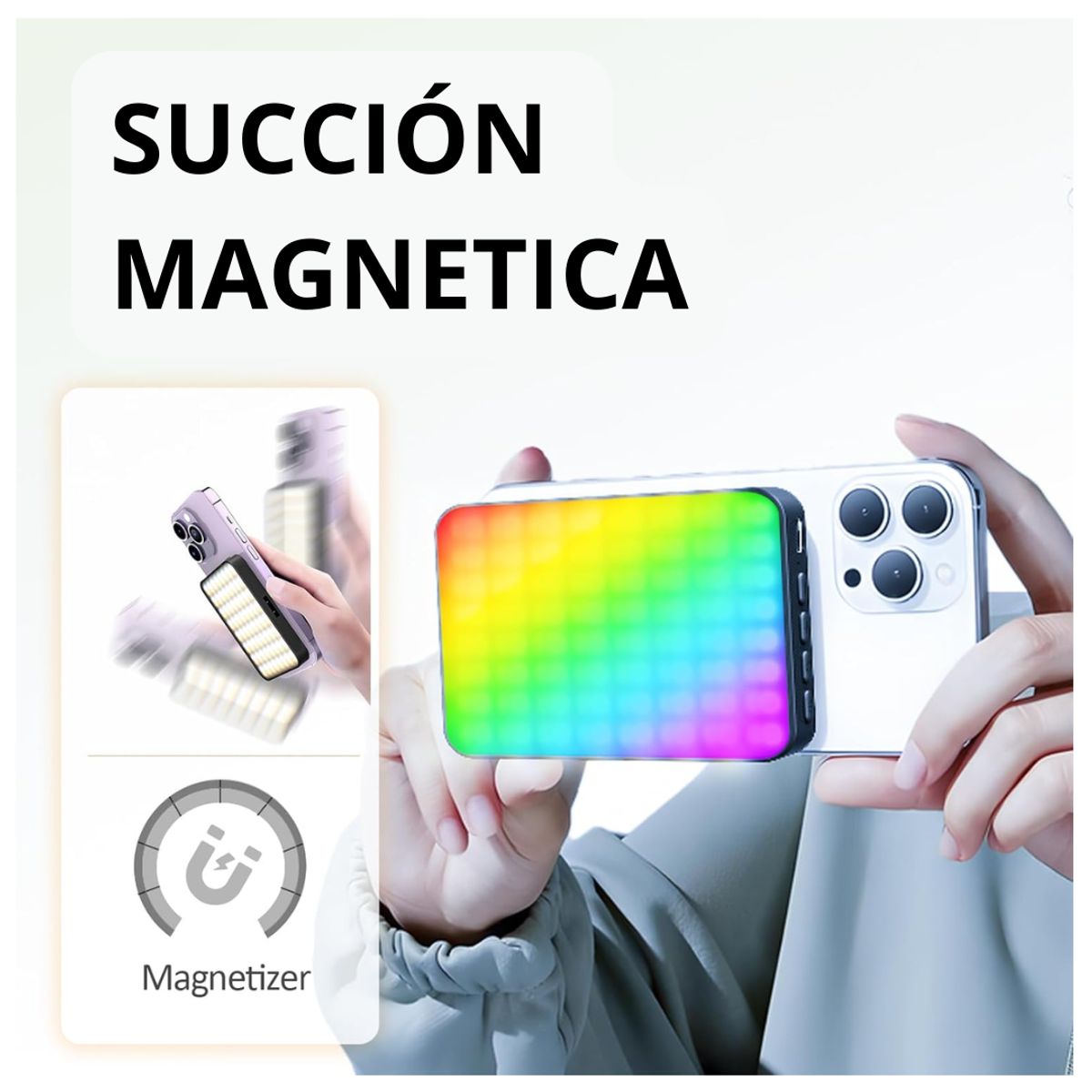 SEISA - Iluminacion Selfie Luz Led RGB Magnetica para telefono Recargable