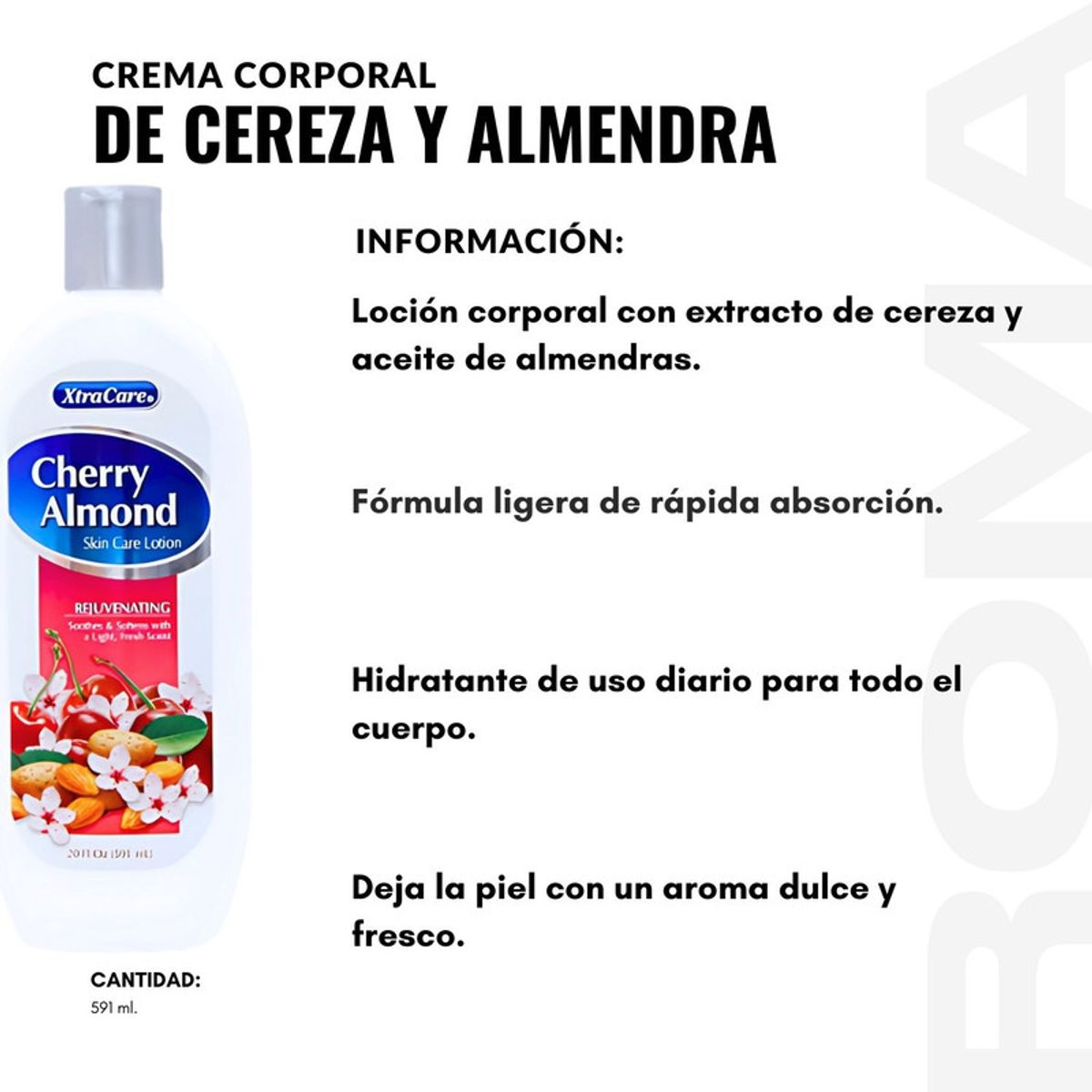 GENERICO - CREMA CORPORAL DE CEREZA Y ALMENDRA 591ML XTRACARE