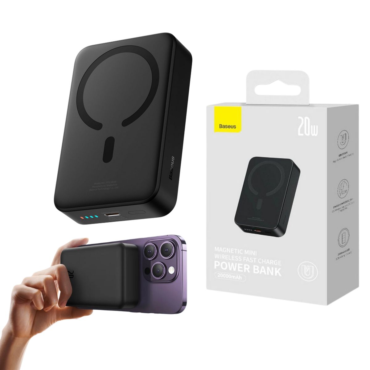 BASEUS - Cargador Baseus Magsafe Powerbank 20000mAh - Carga Rápida 20W PD