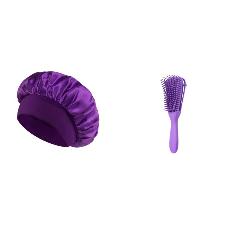 GENERICO - GORRO DE SATIN PARA DORMIR + PEINE FLEXIBLE PARA CABELLO RIZADO COLOR ALEATORIO