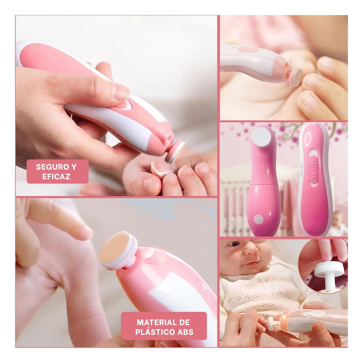 RYBIU IMPORT - Pack4 Limador para Uña de Bebe en Rosado Y+Regalo Stickers