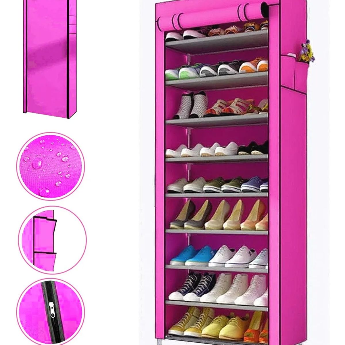 GENERICO - Zapatera 9 Niveles 27 Pares Organizador Multiuso Rosado