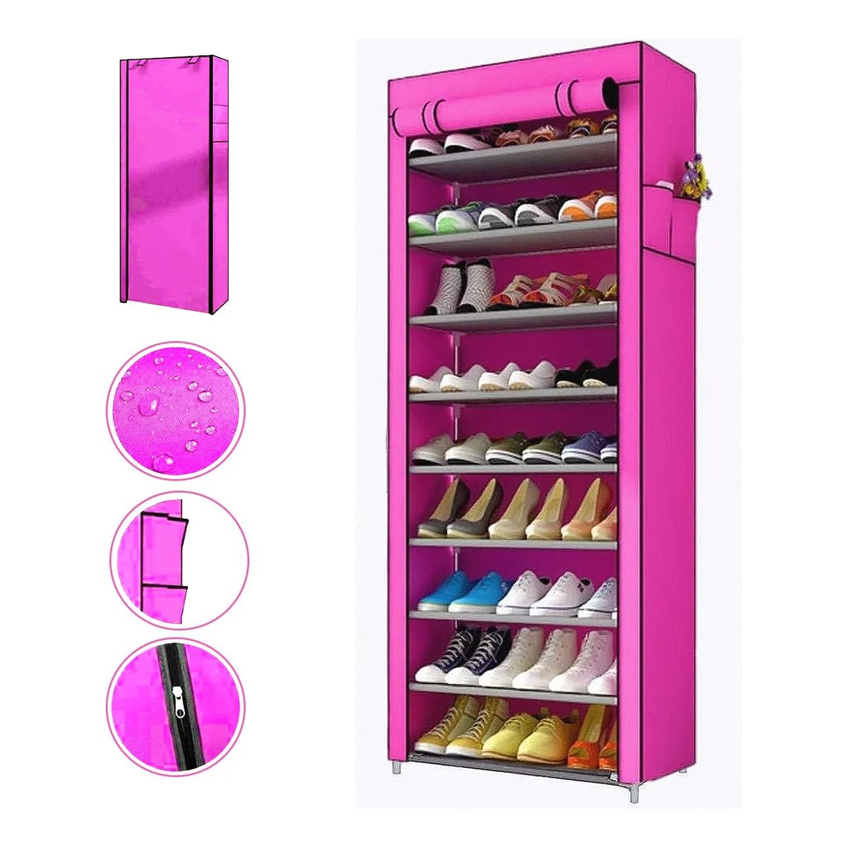 GENERICO - Zapatera 9 Niveles 27 Pares Organizador Multiuso Rosado