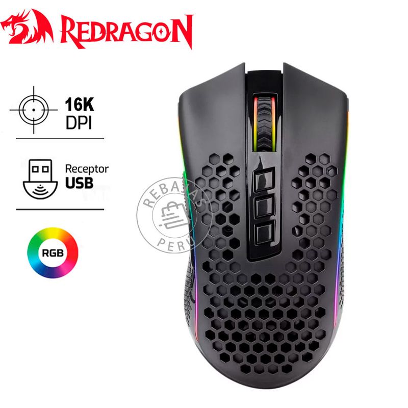 REDRAGON - Mouse Redragon Storm Pro M808-KS Wireless 16000 DPI RGB 8 Botones