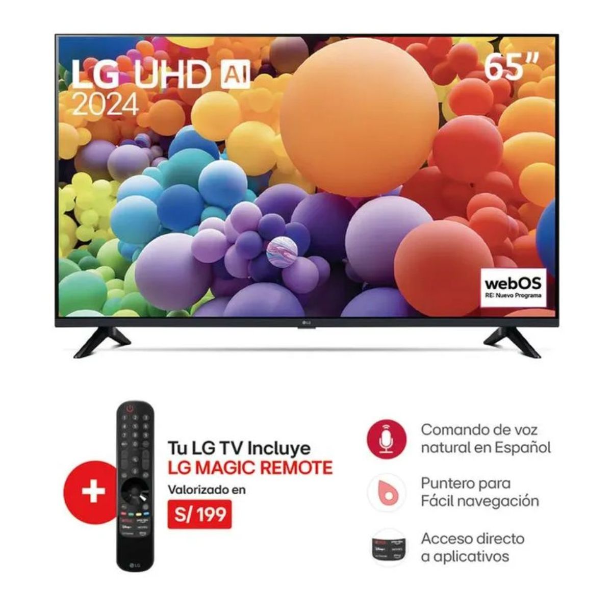 LG - TELEVISOR LG 65 THINQ AI WebOS 4K UHD 65UT7300 + Control Magic