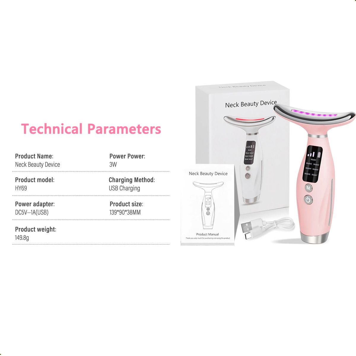 GENERICO - Dispositivo De Belleza Para El Cuello Y La Cara 7 Luces Led