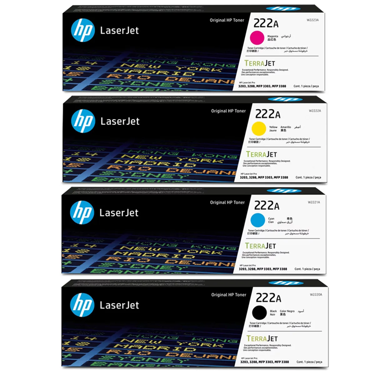 HP - KIT TONER HP 222A DE LOS 4 COLORES NEGRO, CYAN, MAGENTA, YELOW