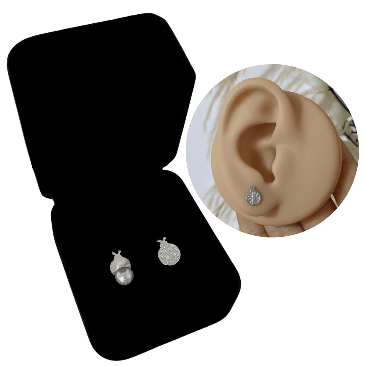 GENERICO - Aretes Reversible Mariquita Regalo Mamá Novia Niña Plata 950