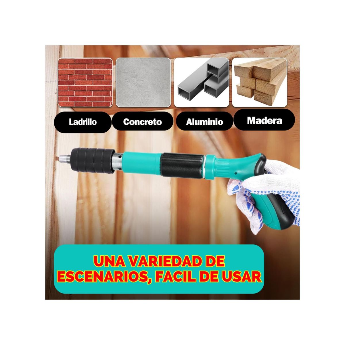 GENERICO - Gancho Para Atar Alambre y Barilla + Pistola Fulminante De Clavos