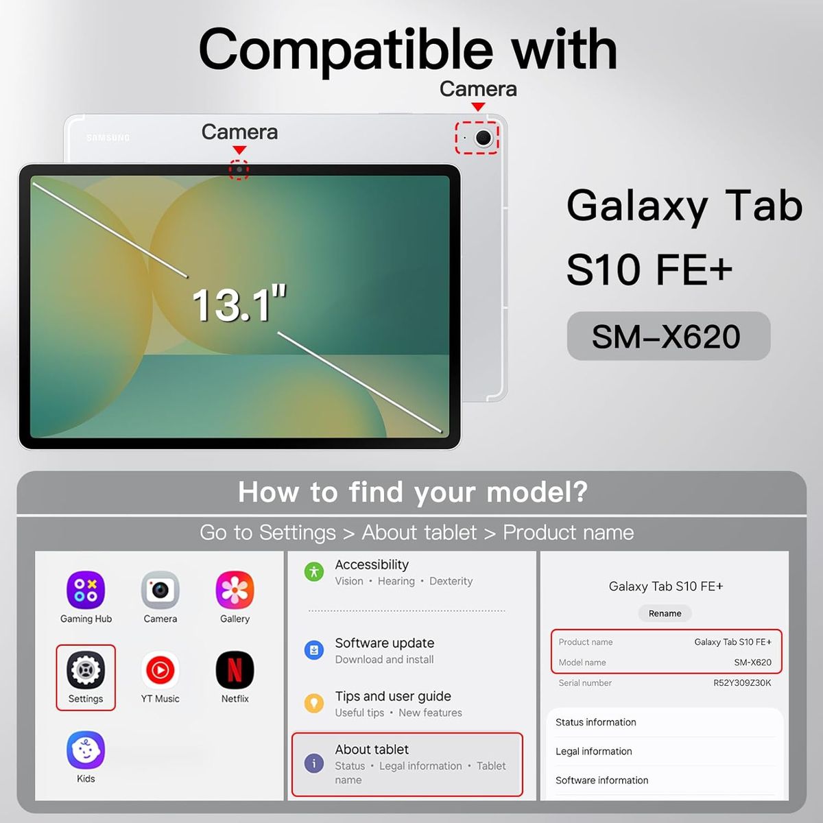 GENERICO - Funda Smart Case Samsung Galaxy Tab S10 FE+ 13,1 2025 S10 FE PLUS