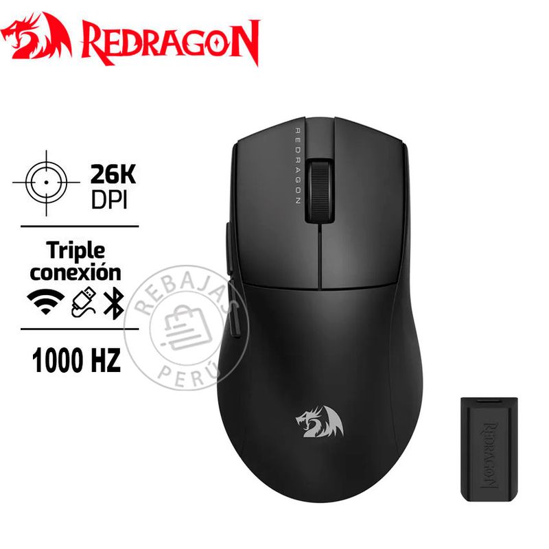 REDRAGON - Mouse Redragon K1NG PRO 1K M916 Wireless 3 Modos Sin RGB Negro