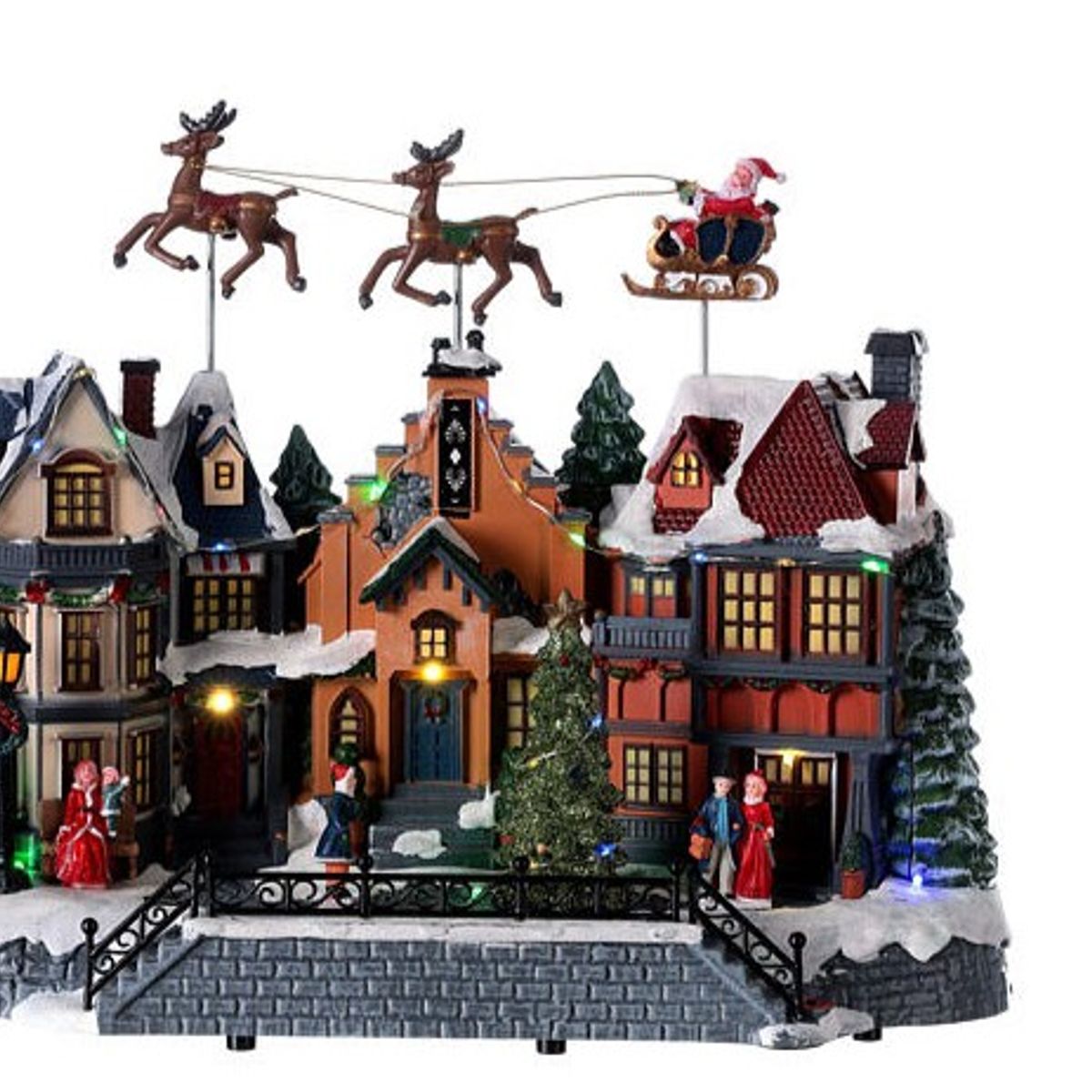 GENERICO - villa navideña musical animado con Papá Noel y renos Luz LED