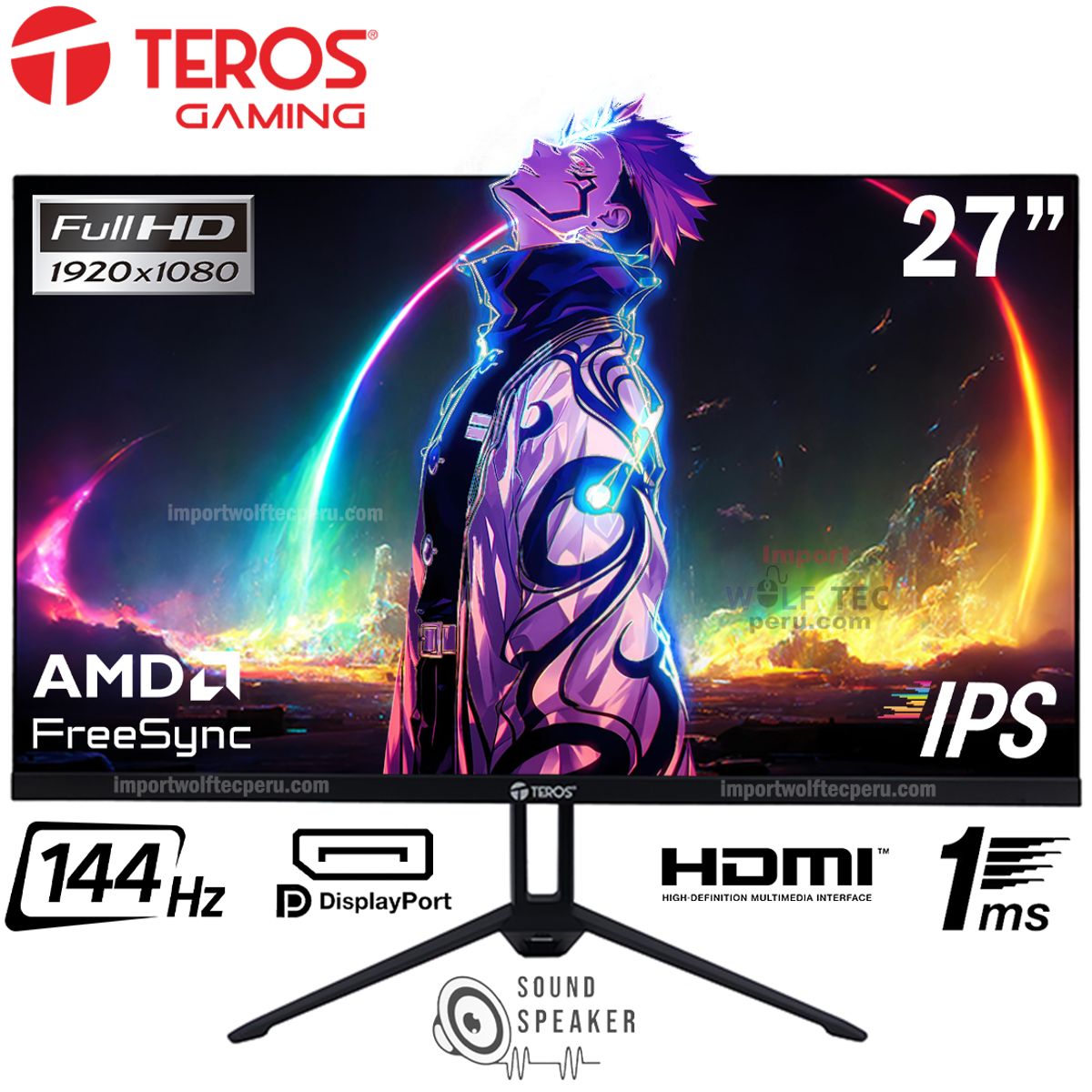 TEROS - MONITOR GAMING TEROS TE2714S 27 IPS FHD 144Hz 1ms Parlantes