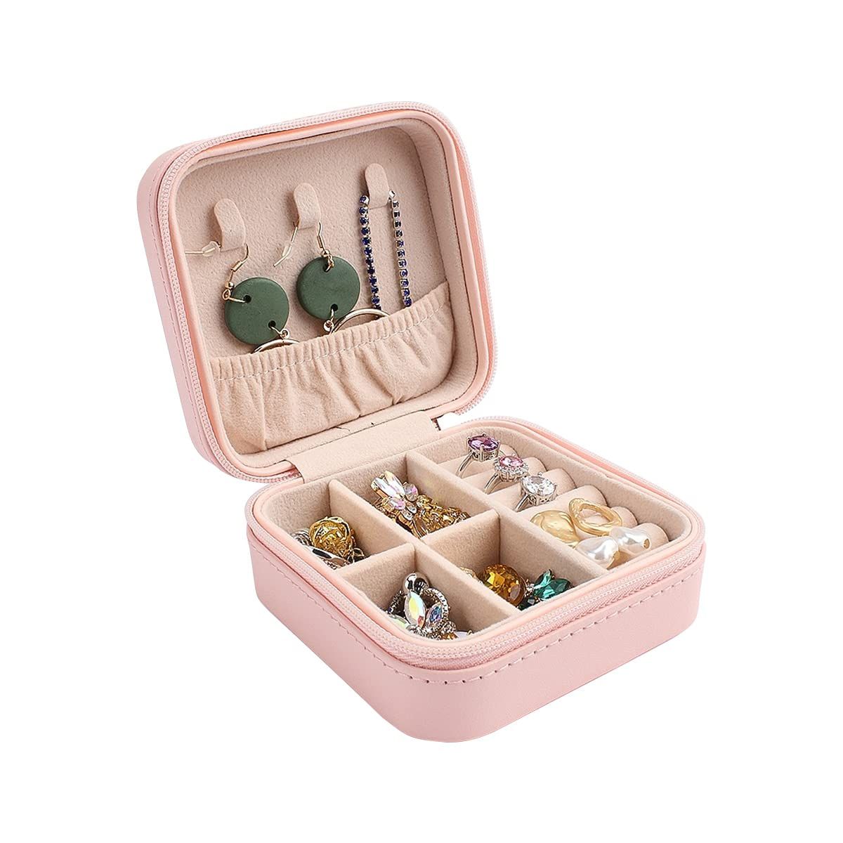 GENERICO - JOYERO ESTUCHE ORGANIZADOR PORTATIL PARA ANILLOS ARETES COLLARES