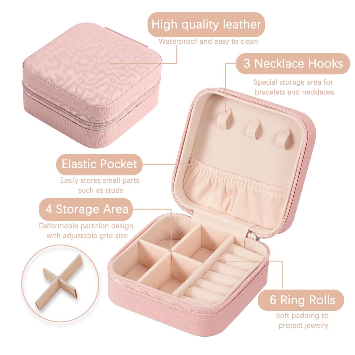 GENERICO - JOYERO ESTUCHE ORGANIZADOR PORTATIL PARA ANILLOS ARETES COLLARES