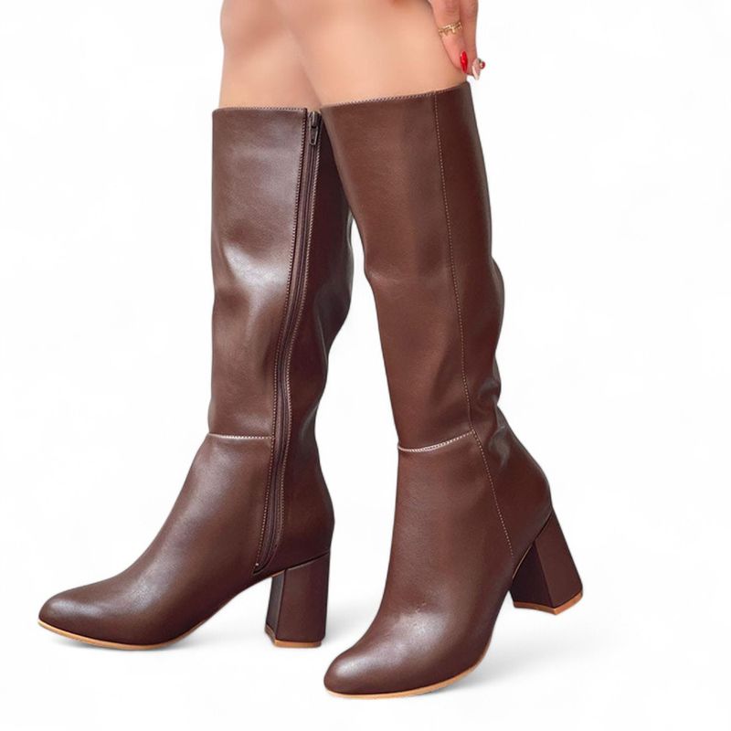 GENERICO - Bota Larga Mujer Clasica 2086-75 Taco 7 Color Marron