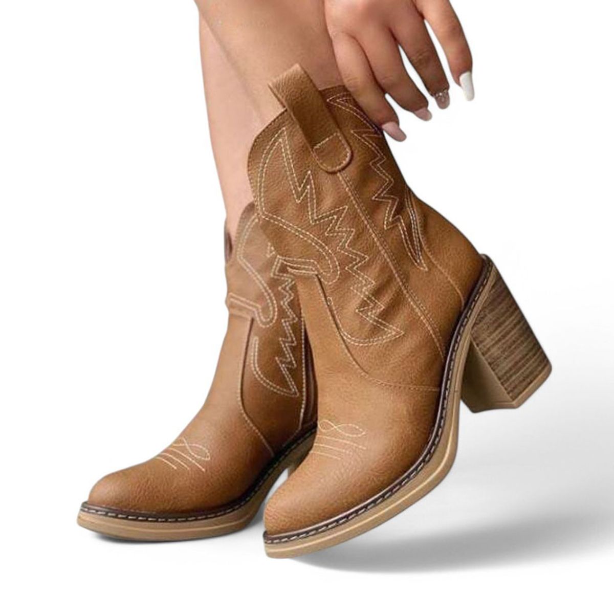 GENERICO - Botin Mujer Botin Texana Taco 7 2086-75 Color Camello