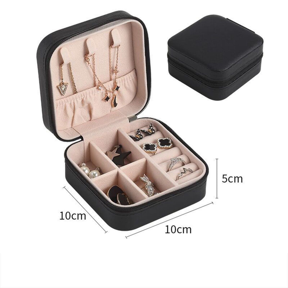 GENERICO - JOYERO ESTUCHE ORGANIZADOR PORTATIL PARA ARETES ANILLOS COLLARES
