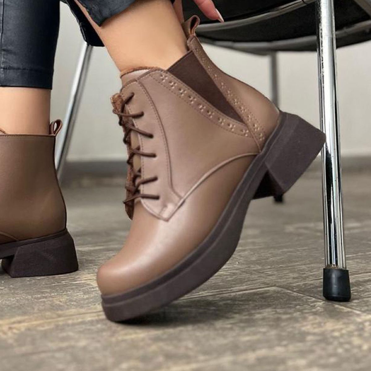 GENERICO - Botin Mujer Pasador Taco 3 1062-55 Color Marron