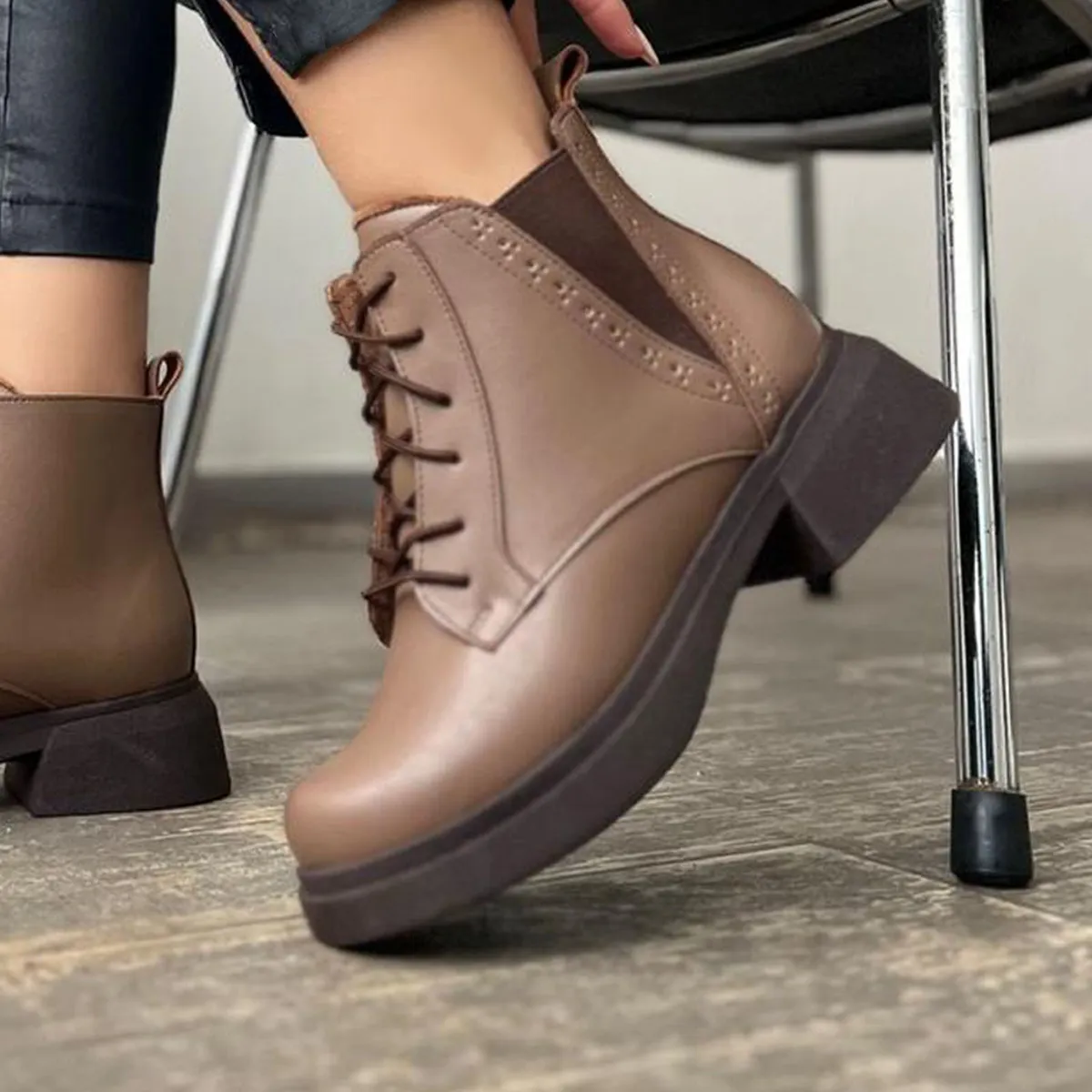 GENERICO - Botin Mujer Pasador Taco 3 1062-55 Color Marron