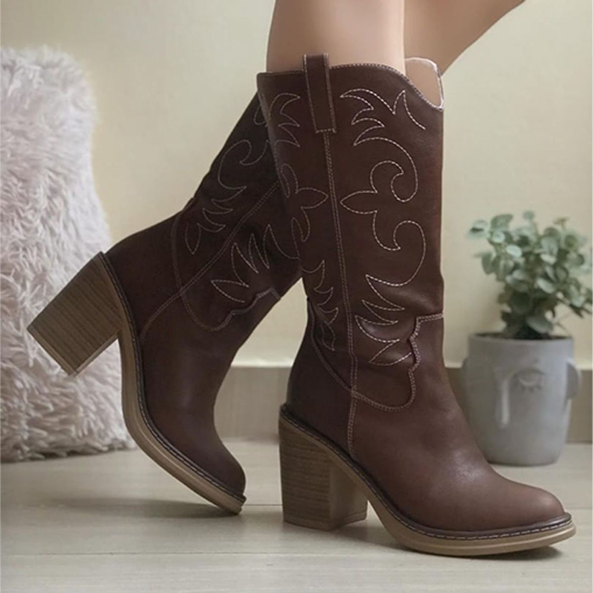 GENERICO - Bota Mujer Texana Taco 7 2086-80 Color Mani