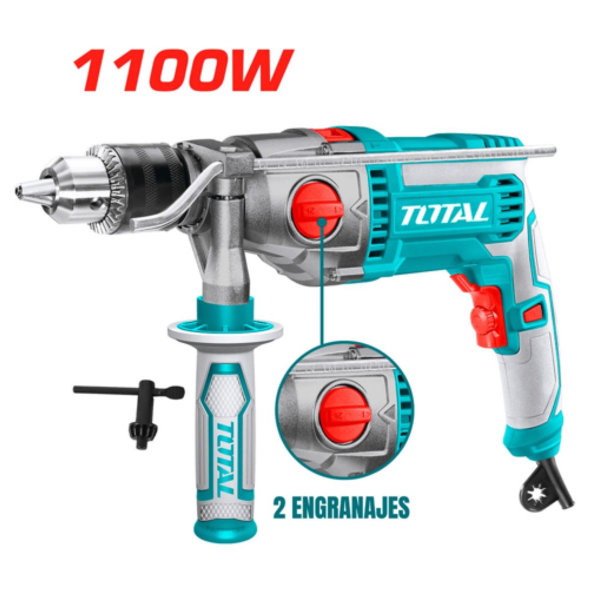 TOTAL TOOLS - TALADRO PERCUTOR 1100W 16MM 0-3000RPM VEL VARIABLE 2 GEAR- TG211166