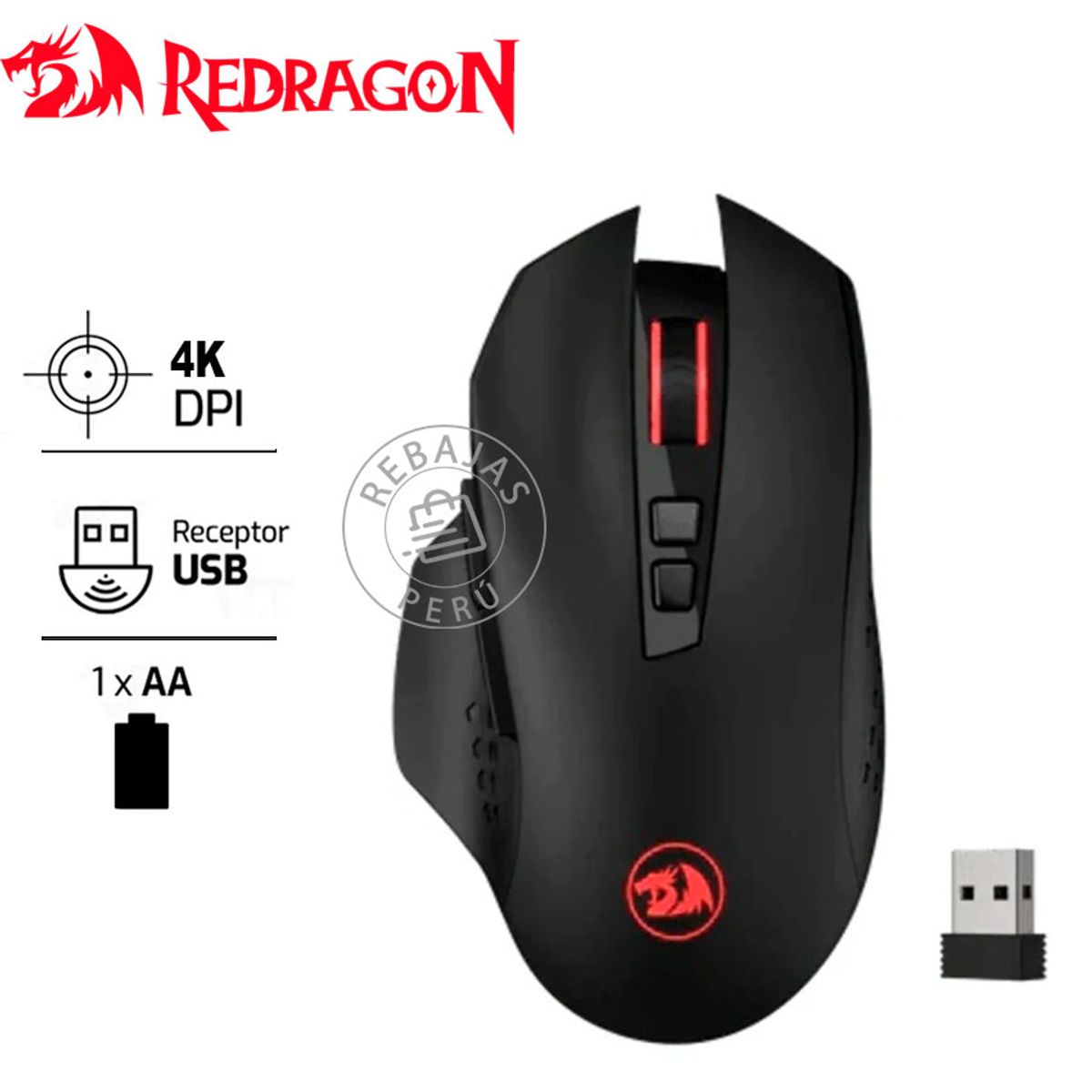 REDRAGON - Mouse Gamer Redragon GAINER M656 Wireless 4000 DPI RGB 7 Botones