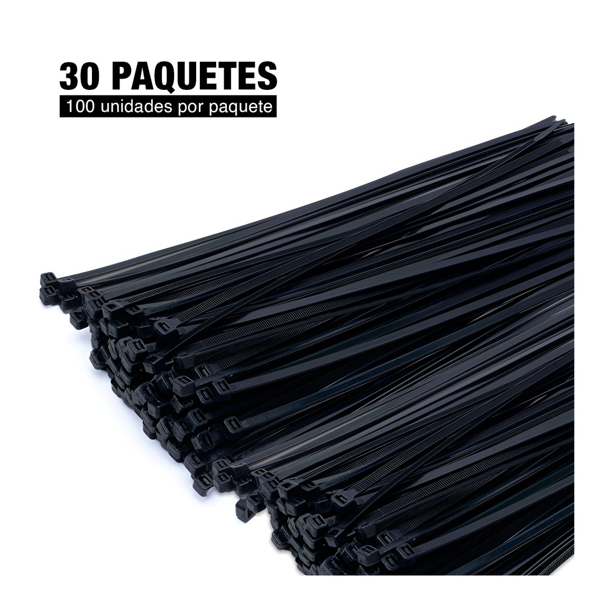 GENERICO - 30 Bolsas De Cintillos Nylon Color Negro Alta Resistencia