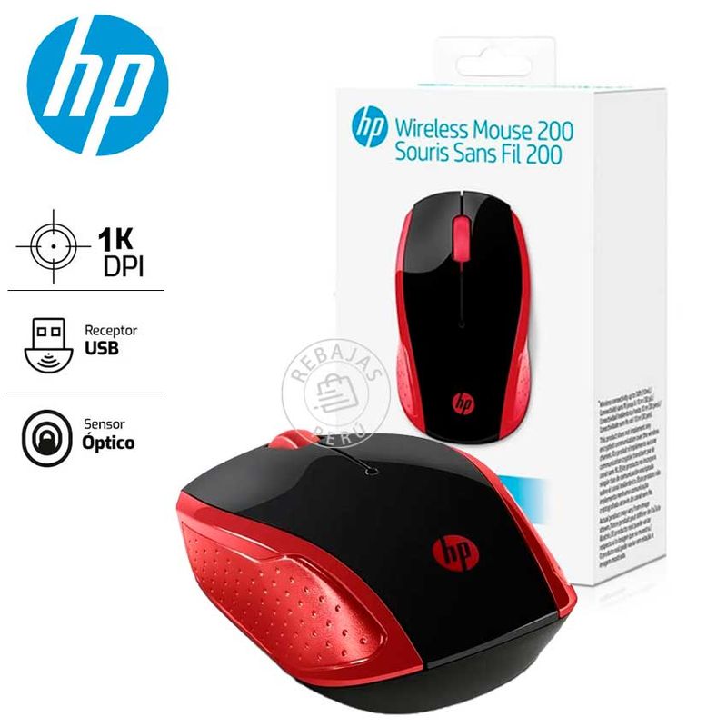 HP - Mouse Inalámbrico HP 200 Rojo 2HU82AA – Precisión y Comodidad Portátil