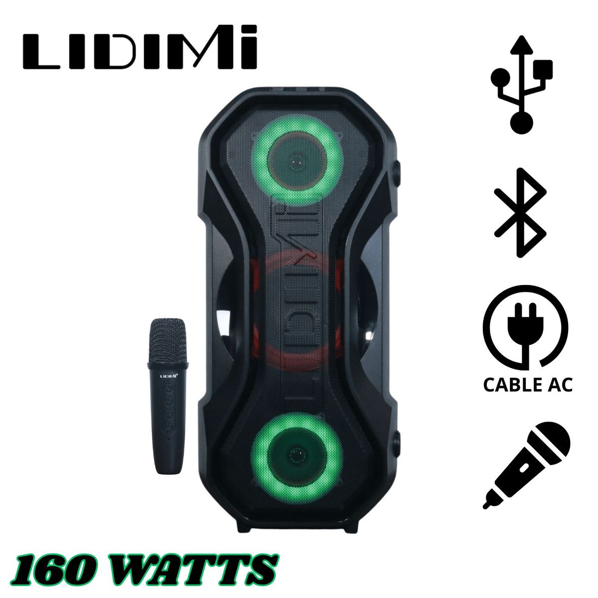 LIDIMI - Parlante Portátil Lidimi LD S060AC USB TF AUX Luces RGB