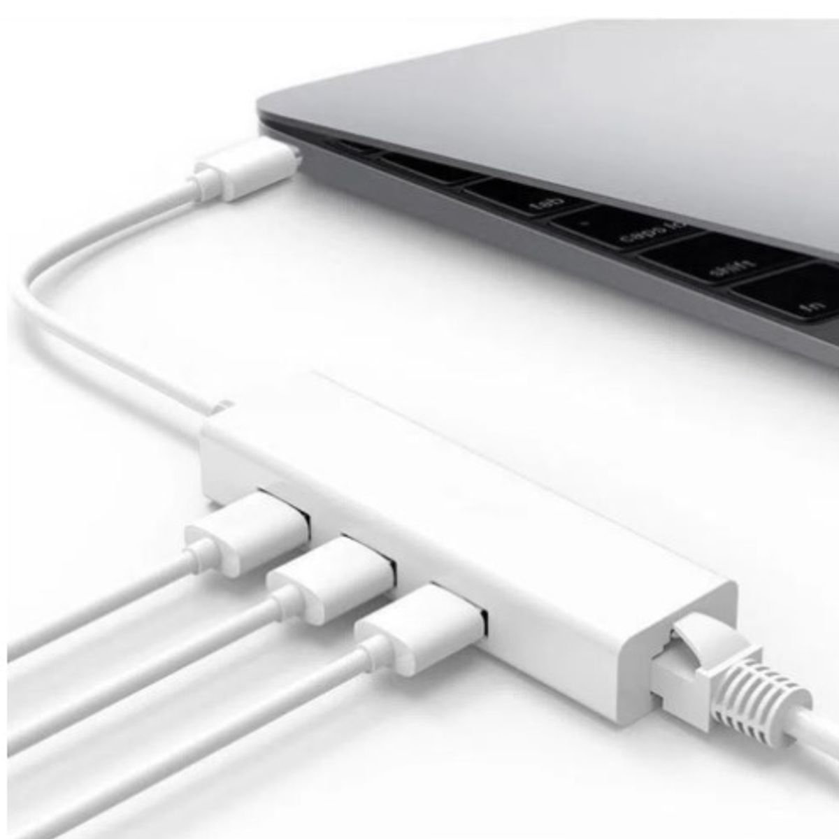 GENERICO - Adaptador Usb Tipo C A Rj45 Gigabit Ethernet Lan + Hub Usb 3