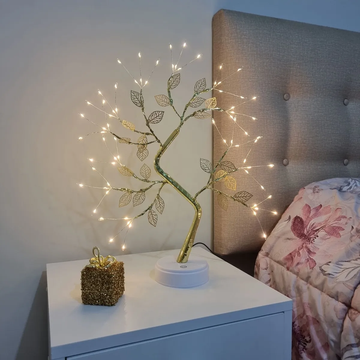 GENERICO - Lámpara de Mesa Hojas Doradas