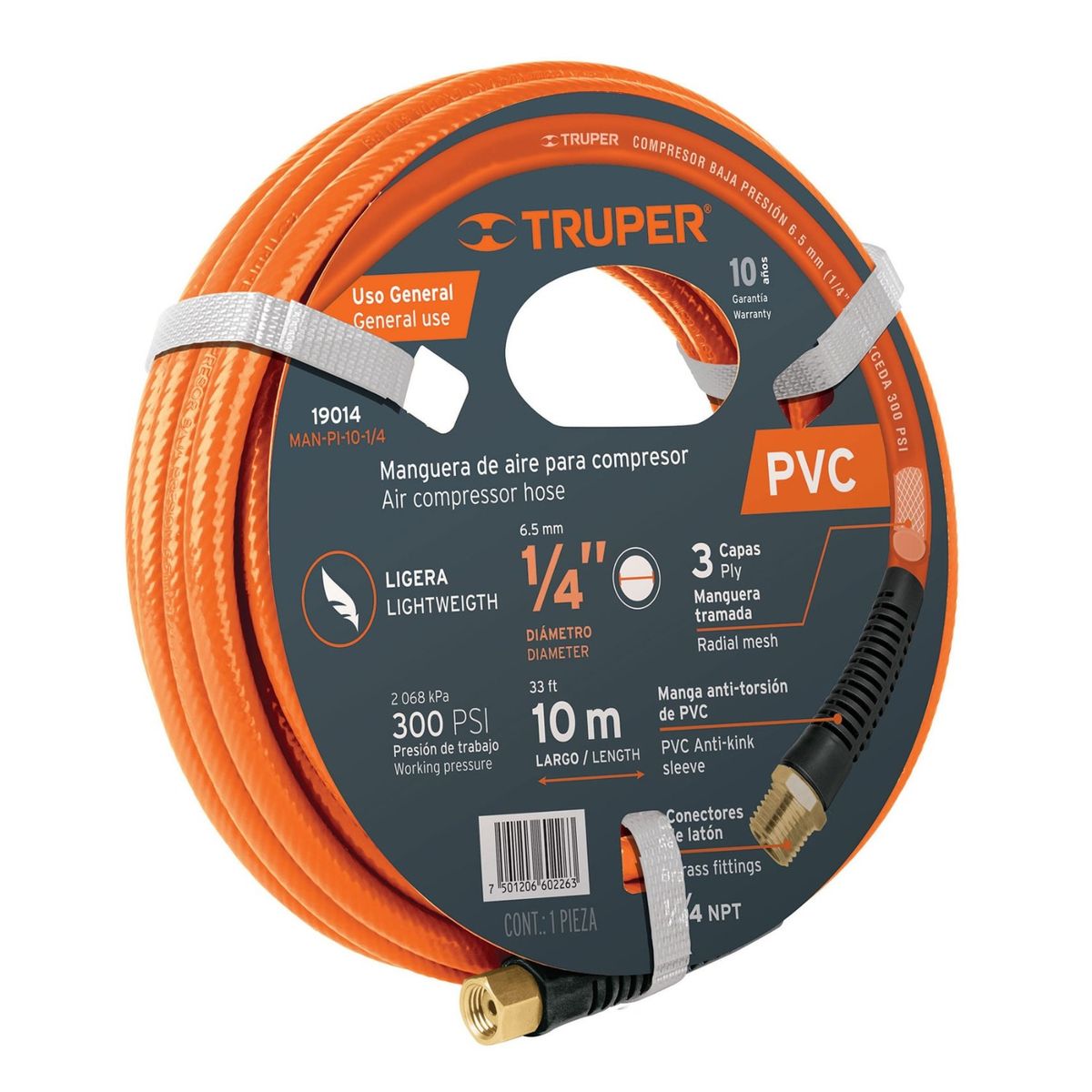 TRUPER - Rollo de 10 m de manguera 3/8'' de pvc para compresora Truper