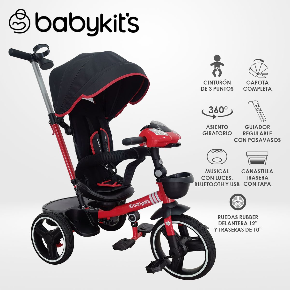 BABY KITS - Triciclo 360° Reily Rojo
