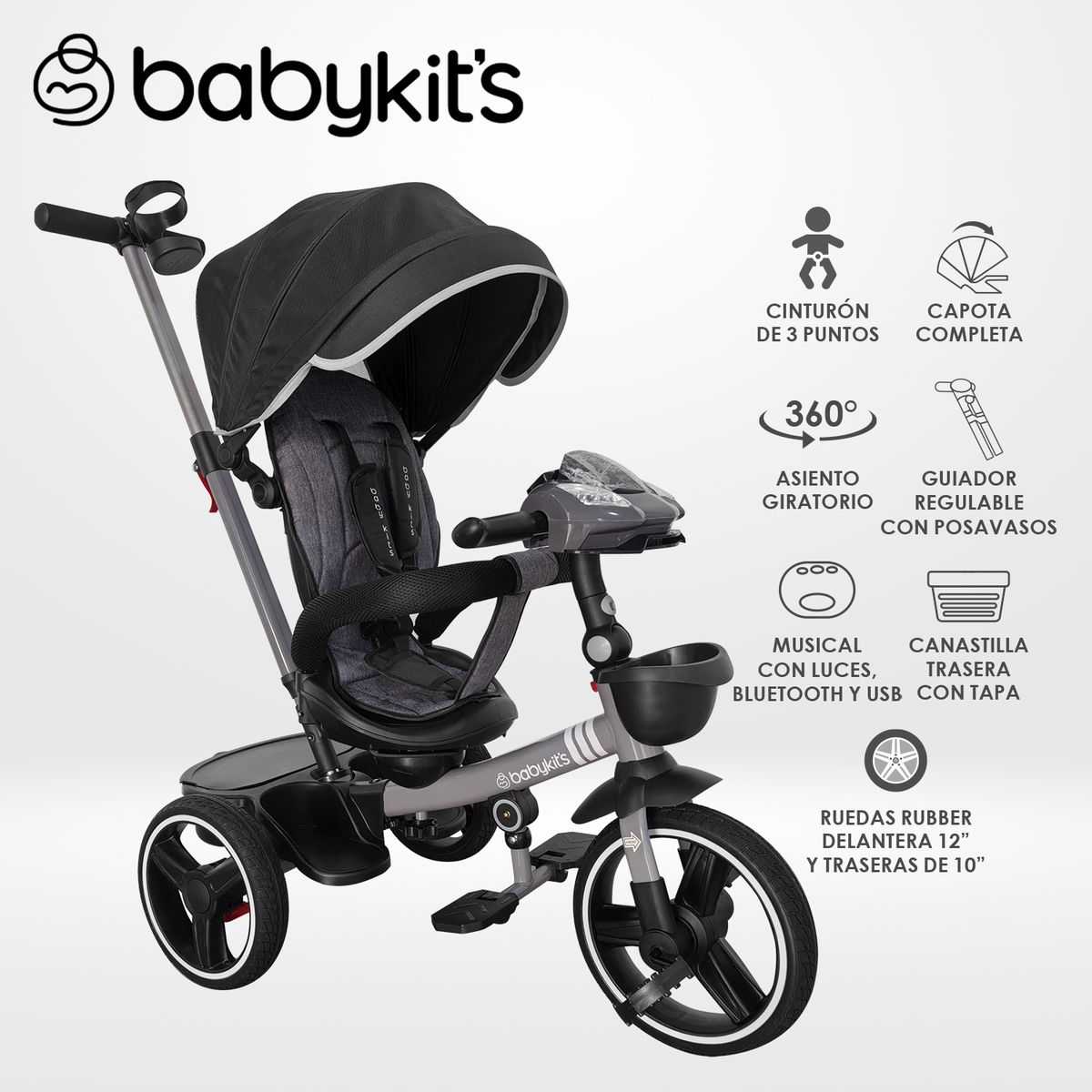 BABY KITS - Triciclo 360° Reily Negro