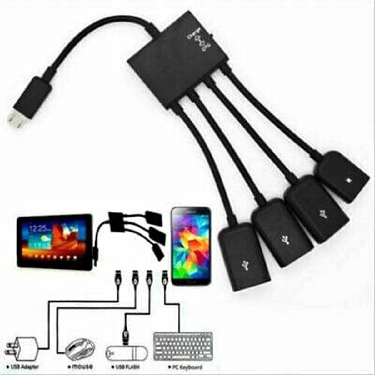GENERICO - Hub Celular V8 Micro Usb Adaptador Múltiple Otg Carga