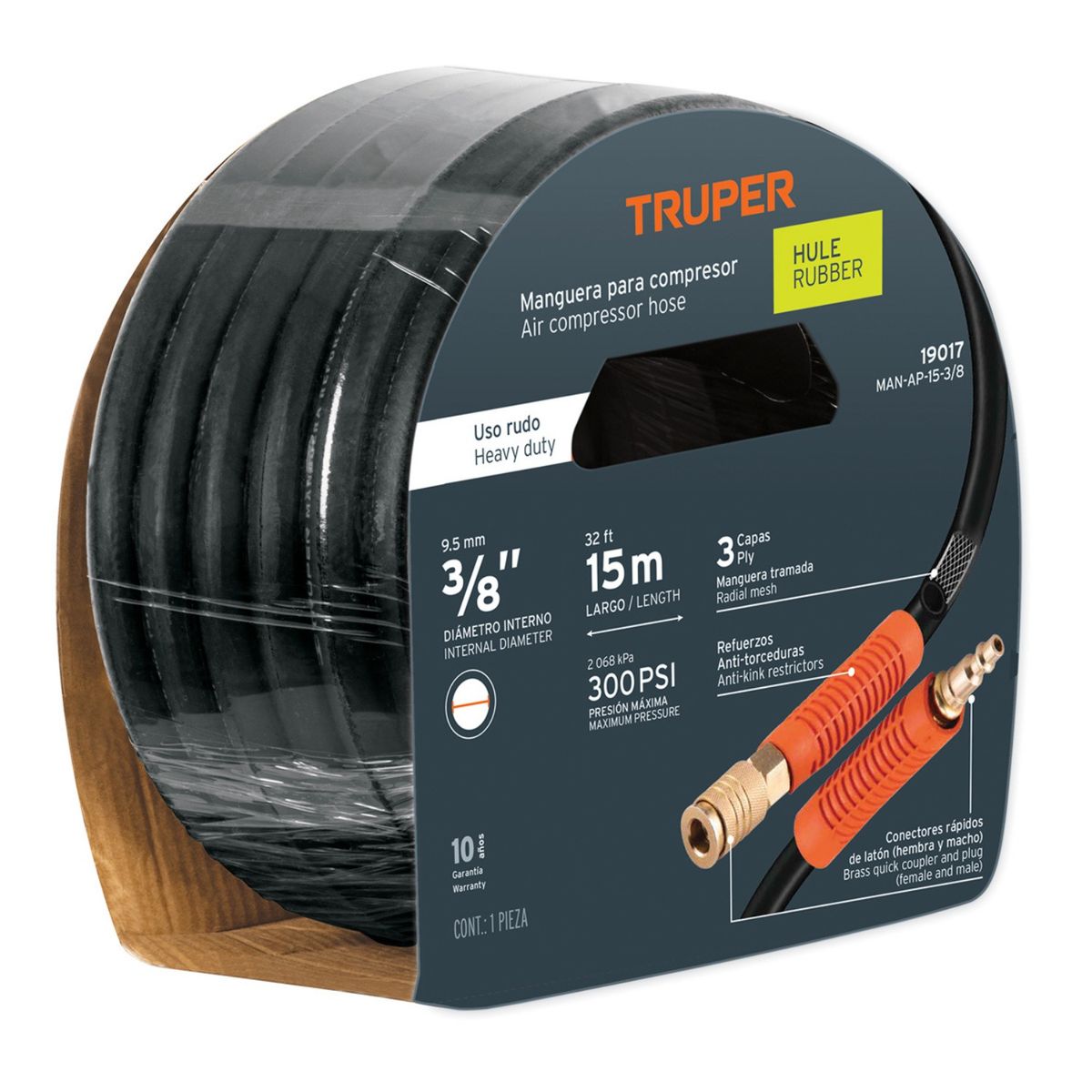 TRUPER - Manguera de Hule para compresora 3/8" 15 metros Truper