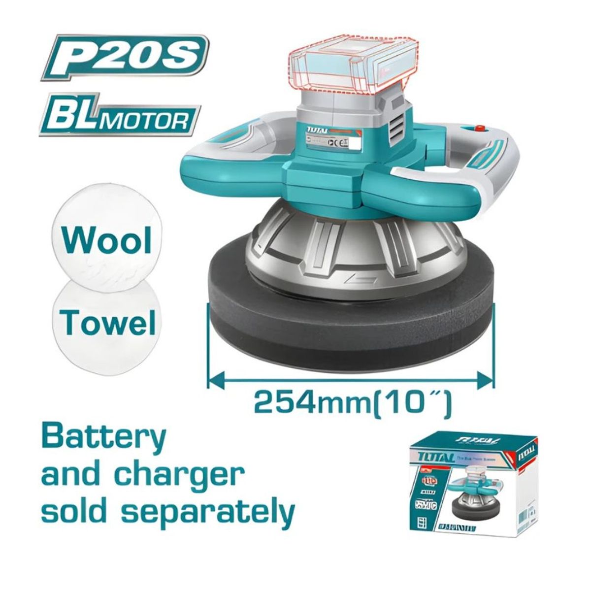 TOTAL TOOLS - Pulidora 20V 25000RPM BLMotor con Accesorios - TOPLI202548