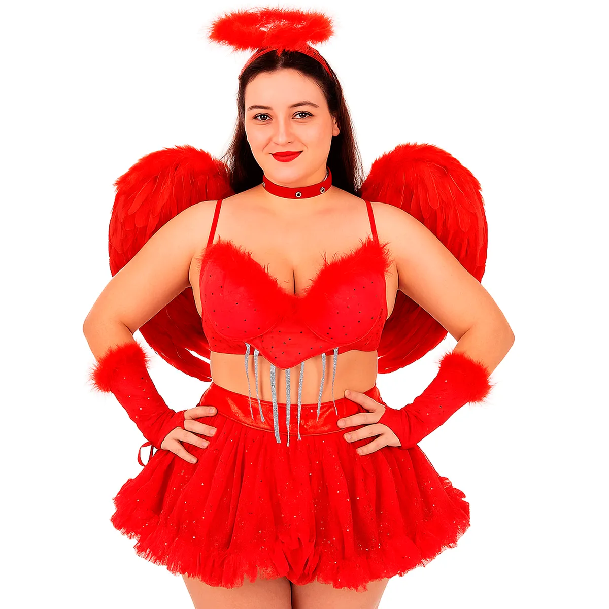 GENERICO - Disfraz Angél Rojo Talla Estándar