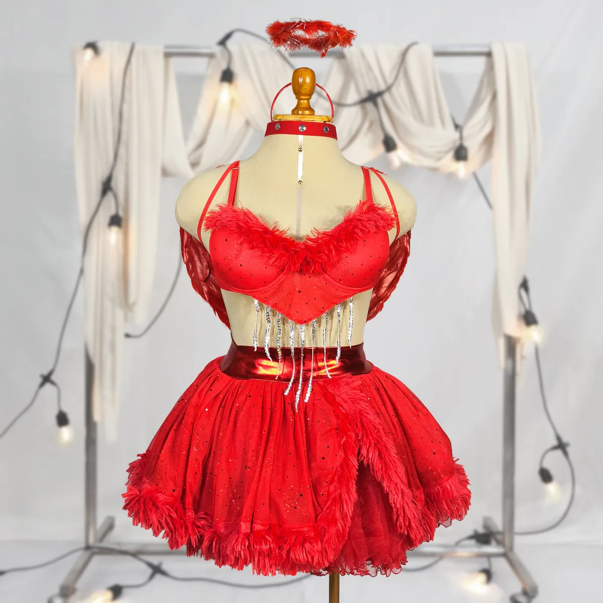 GENERICO - Disfraz Angél Rojo Talla Estándar