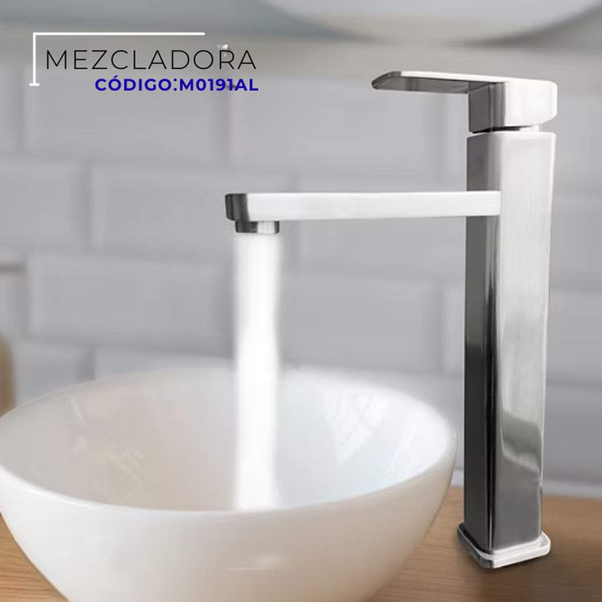 XM - MEZCLADORA MONOCOMANDO PARA LAVATORIO ALTO SATINADO M0191AL