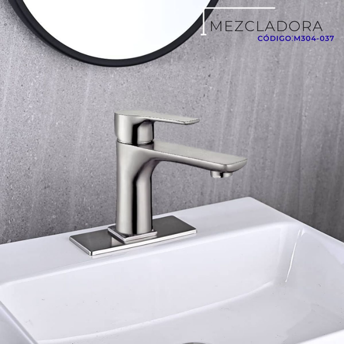 XM - MEZCLADORA MONOCOMANDO PARA LAVATORIO MEDIANO SATINADO M304-037