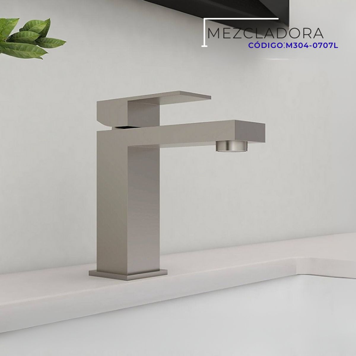 XM - MEZCLADORA MONOCOMANDO PARA LAVATORIO MEDIANO SATINADO M304-0707L
