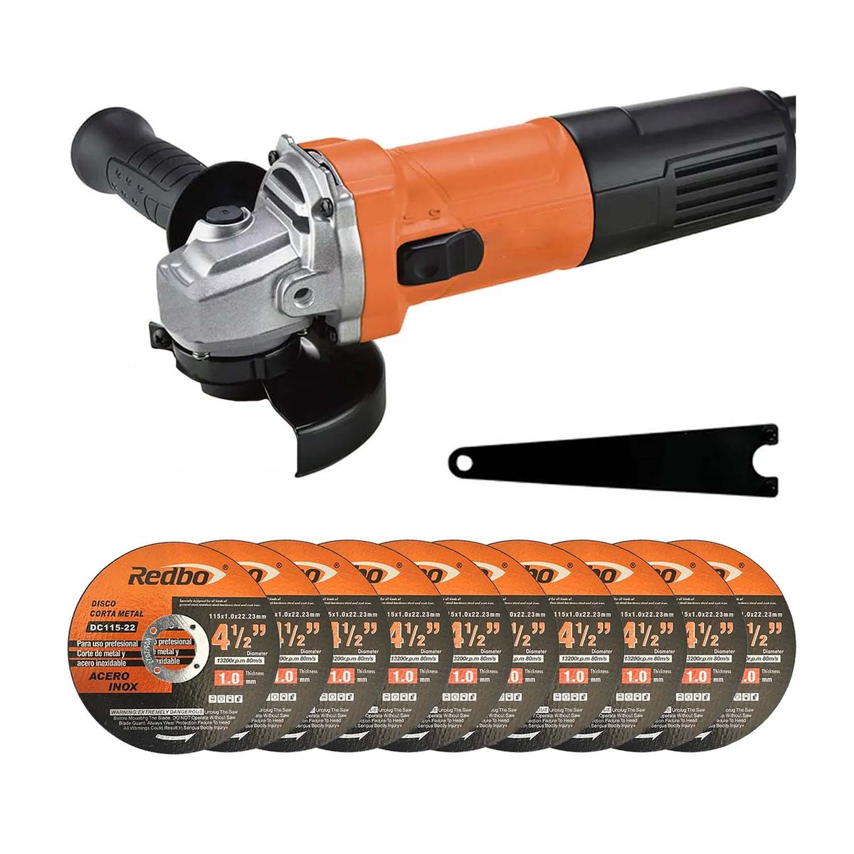 REDBO - AMOLADORA ELECTRICA + PACK 10 UNID DISCO DE CORTE REDBO