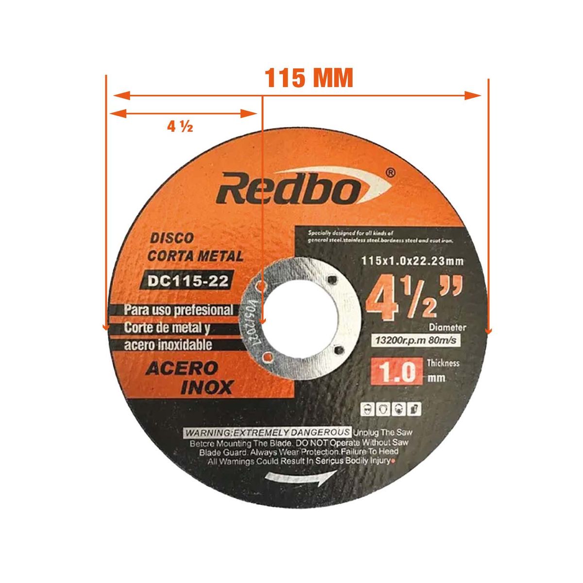 REDBO - AMOLADORA ELECTRICA + PACK 10 UNID DISCO DE CORTE REDBO