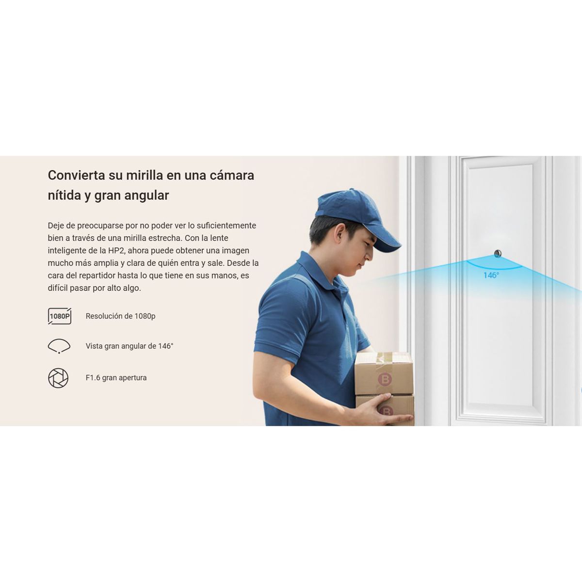 EZVIZ - Ezviz Mirilla de puerta Wifi Ezviz HP2 Full HD Visión 146 Pantalla