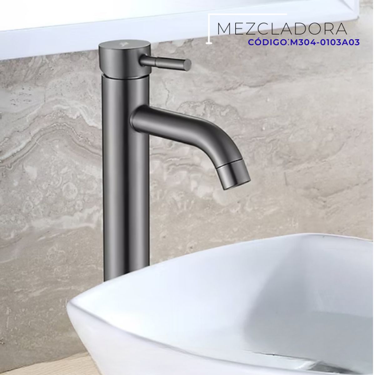 XM - MEZCLADORA MONOCOMANDO PARA LAVATORIO ALTO PLOMO M304-0103A03
